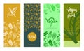 Template vegan banner set. Hand-drawn grain crops pattern, bread grains icons.